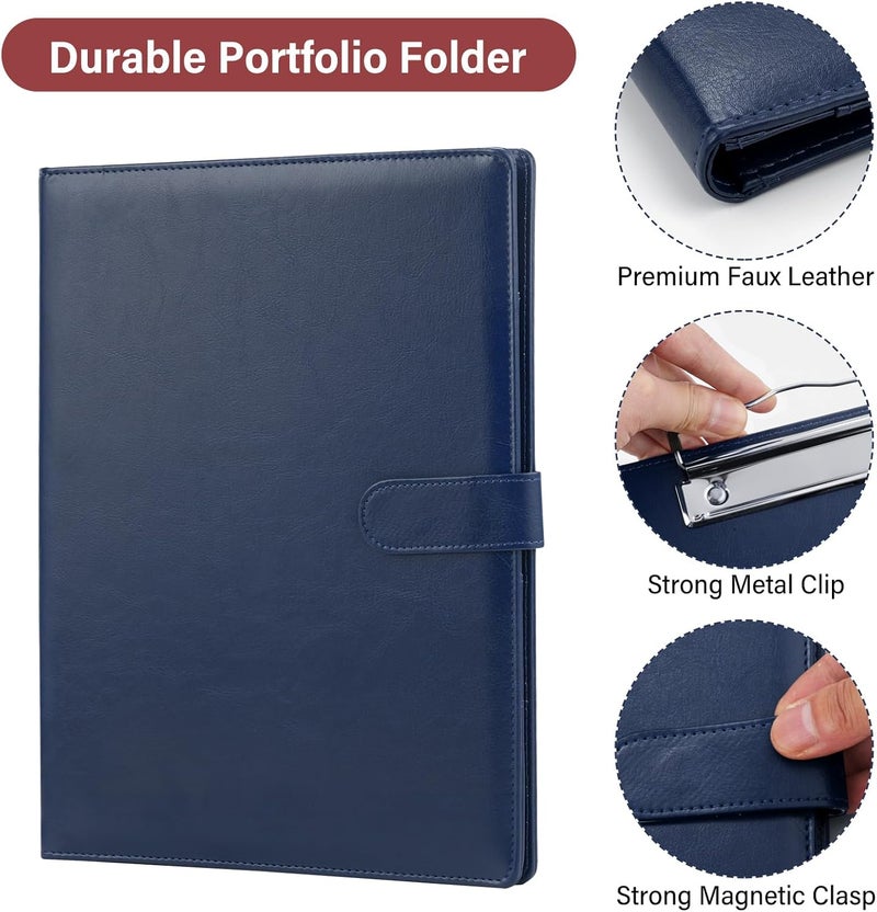 JTTJDB Professional Padfolio, Multi Function Faux Leather Portfolio Binder with Clipboard - Interview Resume Folder, Legal Document, Business Card Holder, for Office, Conference, Interviews (Blue) - Image 4